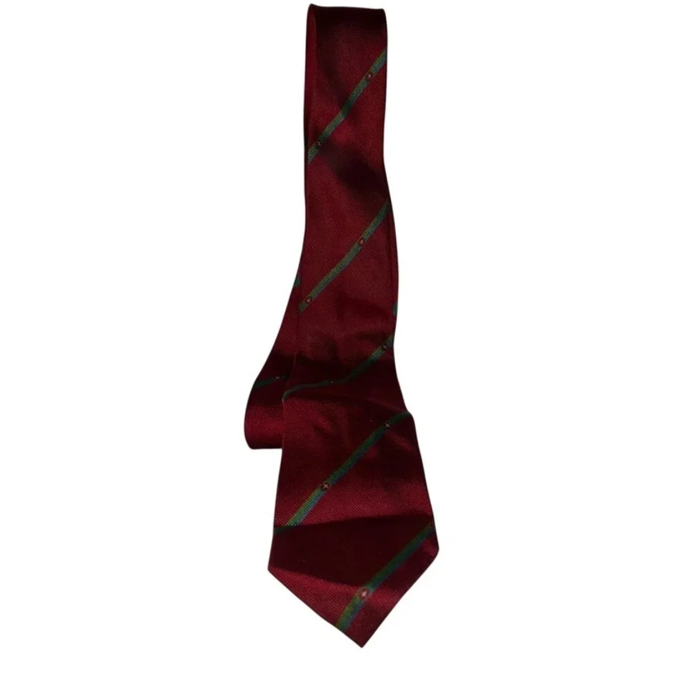 Gucci Italy red green blue cross stripe 100% silk Italian desginer mens tie